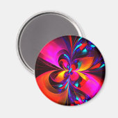 Modernes Abstraktes Blumenmuster Red Blue Muster # Magnet (Vorderseite/Rückseite)