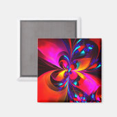 Modernes Abstraktes Blumenmuster Red Blue Muster # Magnet (Vorderseite/Rückseite)