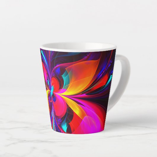 Modernes Abstraktes Blumenmuster Red Blue Muster # Milchtasse (Rechte Ecke)