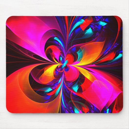 Modernes Abstraktes Blumenmuster Red Blue Muster # Mousepad (Vorne)