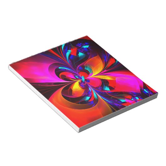 Modernes Abstraktes Blumenmuster Red Blue Muster # Notizblock (angewinkelt)