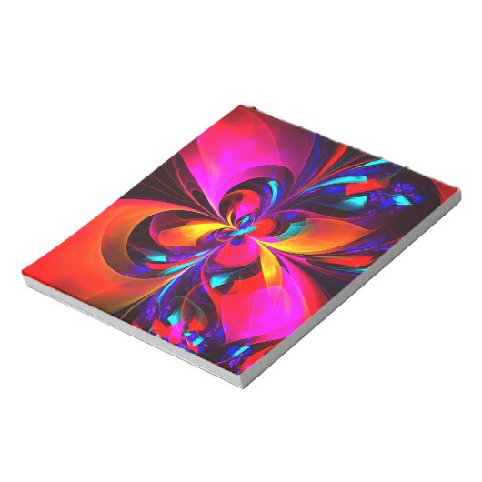 Modernes Abstraktes Blumenmuster Red Blue Muster # Notizblock (Rotiert)