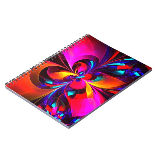 Modernes Abstraktes Blumenmuster Red Blue Muster # Notizblock (Linke Seite)