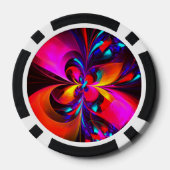 Modernes Abstraktes Blumenmuster Red Blue Muster # Pokerchips (Rückseite)