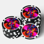 Modernes Abstraktes Blumenmuster Red Blue Muster # Pokerchips (Stapel)