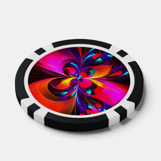 Modernes Abstraktes Blumenmuster Red Blue Muster # Pokerchips (Einzeln)