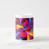 Modernes Abstraktes Blumenmuster Red Blue Muster # Porzellantasse (Vorderseite)