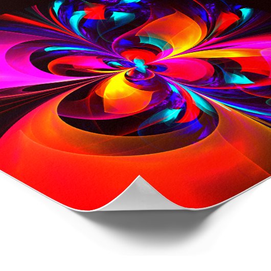 Modernes Abstraktes Blumenmuster Red Blue Muster # Poster (Ecke)