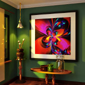 Modernes Abstraktes Blumenmuster Red Blue Muster # Poster