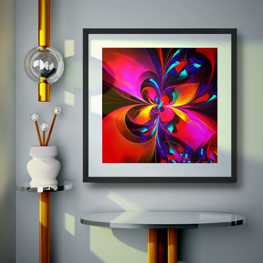 Modernes Abstraktes Blumenmuster Red Blue Muster # Poster