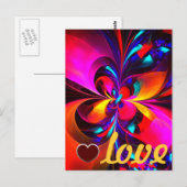 Modernes Abstraktes Blumenmuster Red Blue Muster # Postkarte (Vorne/Hinten)