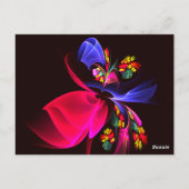 Modernes Abstraktes Blumenmuster Red Blue Muster # Postkarte (Rückseite)