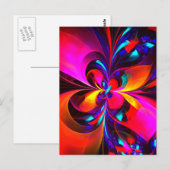 Modernes Abstraktes Blumenmuster Red Blue Muster # Postkarte (Vorne/Hinten)