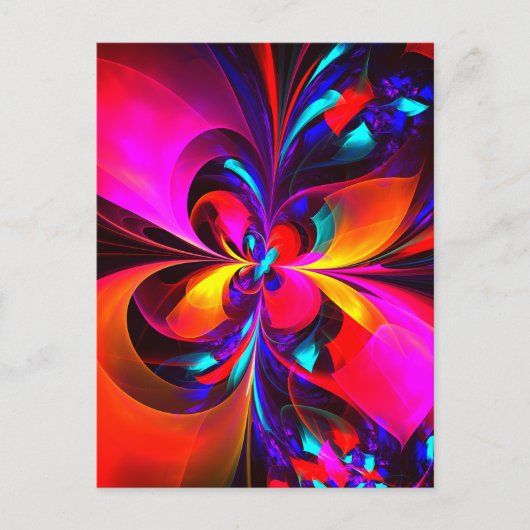 Modernes Abstraktes Blumenmuster Red Blue Muster # Postkarte (Vorderseite)