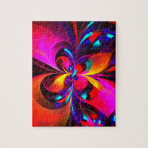 Modernes Abstraktes Blumenmuster Red Blue Muster # Puzzle