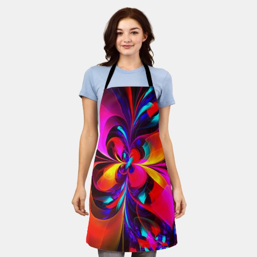 Modernes Abstraktes Blumenmuster Red Blue Muster # Schürze (Getragen)