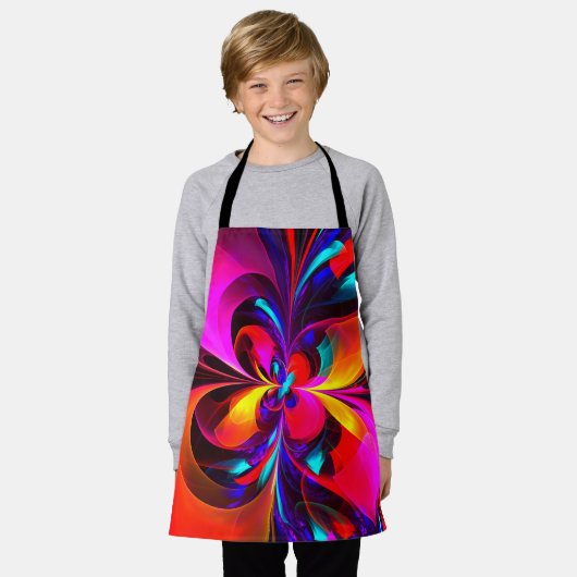 Modernes Abstraktes Blumenmuster Red Blue Muster # Schürze (Getragen)