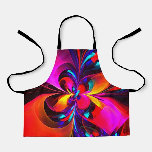 Modernes Abstraktes Blumenmuster Red Blue Muster # Schürze (Vorderseite)