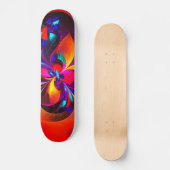 Modernes Abstraktes Blumenmuster Red Blue Muster # Skateboard (Vorderseite)
