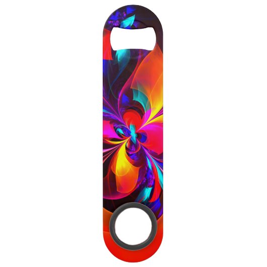 Modernes Abstraktes Blumenmuster Red Blue Muster # Speed Flaschenöffner (Vorderseite)