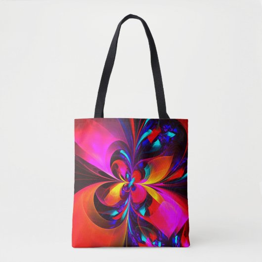 Modernes Abstraktes Blumenmuster Red Blue Muster # Tasche (Vorderseite)