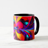 Modernes Abstraktes Blumenmuster Red Blue Muster # Tasse (VorderseiteRechts)