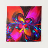 Modernes Abstraktes Blumenmuster Red Blue Muster # Wandteppich (Vorderseite (Horizontal))