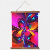 Modernes Abstraktes Blumenmuster Red Blue Muster # Wandteppich Mit Holzrahmen (Vorderseite)