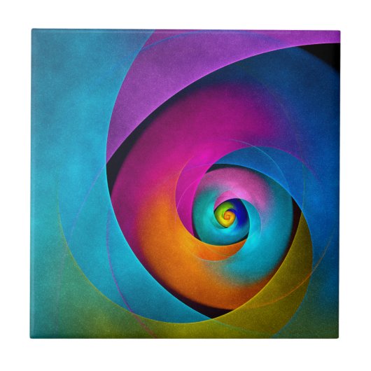 Modernes Abstraktes Blumenmuster Rosa Blaues Muste Fliese (Vorderseite)