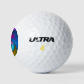 Modernes Abstraktes Blumenmuster Rosa Blaues Muste Golfball (Logo)