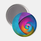 Modernes Abstraktes Blumenmuster Rosa Blaues Muste Magnet (Vorderseite/Rückseite)