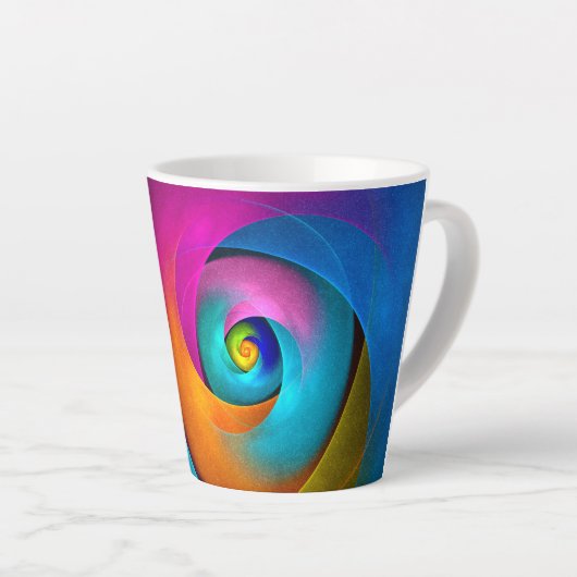 Modernes Abstraktes Blumenmuster Rosa Blaues Muste Milchtasse (Rechte Ecke)