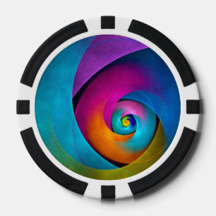 Modernes Abstraktes Blumenmuster Rosa Blaues Muste Pokerchips