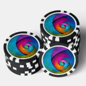 Modernes Abstraktes Blumenmuster Rosa Blaues Muste Pokerchips (Stapel)