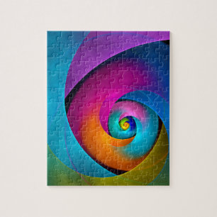 Modernes Abstraktes Blumenmuster Rosa Blaues Muste Puzzle