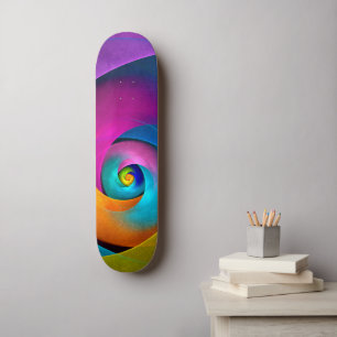 Modernes Abstraktes Blumenmuster Rosa Blaues Muste Skateboard