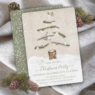 Modernes Abstraktes Boho Christmas Tree Party Einladung