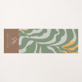Modernes Abstraktes Boho Green Grau Brown Monogram Yogamatte (Vorderseite (Horizontal))