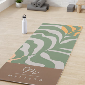 Modernes Abstraktes Boho Green Grau Brown Monogram Yogamatte