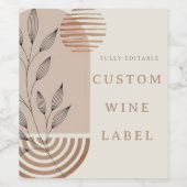 Modernes Abstraktes Boho Weinetikett (Einzelnes Label)