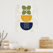 Modernes Abstraktes botanisches Blaugelb aus dem M Poster (Küche)