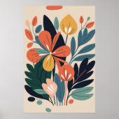 Modernes Abstraktes Botanisches Blume-Poster Poster (Vorne)
