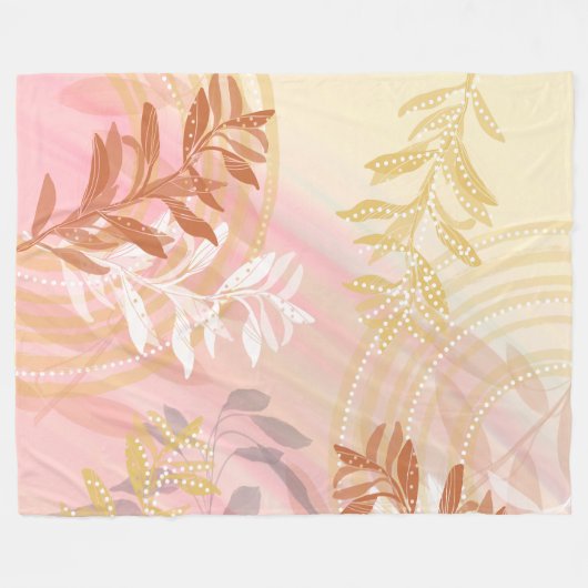 Modernes Abstraktes botanisches Fall Leaf Fleecedecke (Vorderseite (Horizontal))