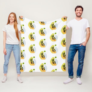 Modernes abstraktes botanisches Muster Fleecedecke