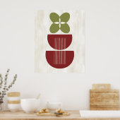 Modernes Abstraktes botanisches Rotes Grün aus der Poster (Küche)