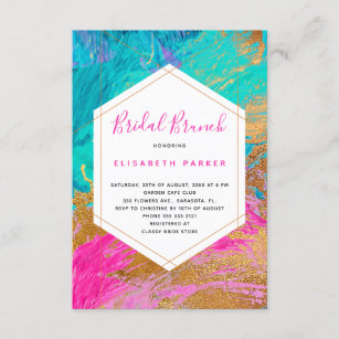 Modernes abstraktes Brautparty aus rosa aquamarine Einladung