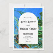 Modernes Abstraktes Brautparty mit minimalem Blaug Einladung (Vorderseite)