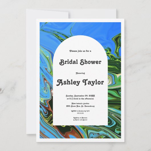 Modernes Abstraktes Brautparty mit minimalem Blaug Einladung (Vorderseite)