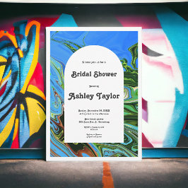 Modernes Abstraktes Brautparty mit minimalem Blaug Einladung