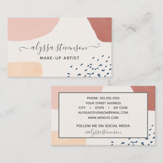 Modernes Abstraktes Burnt Orange Signature Script Visitenkarte (Vorne/Hinten)